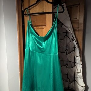 Emerald Green Satin Slip Dress